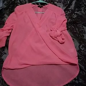 Pink sheer wrap blouse